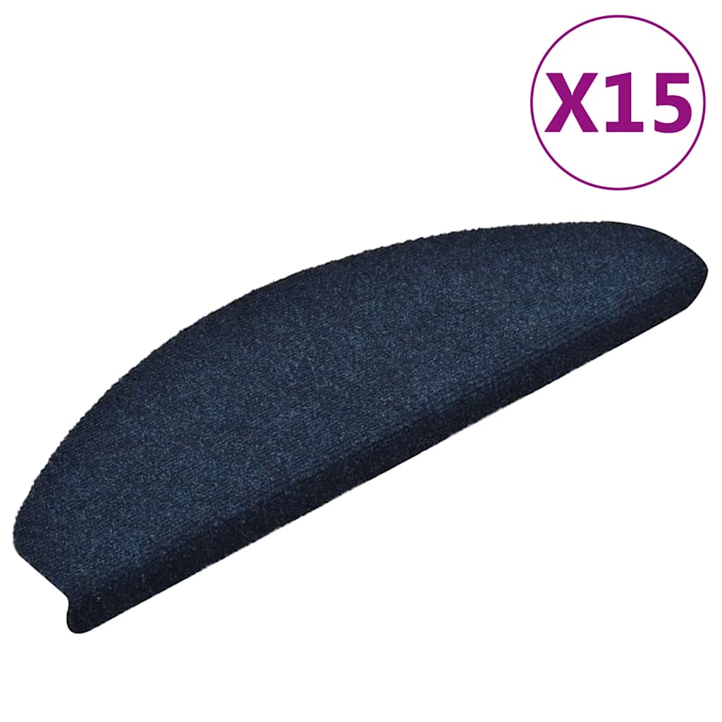 Tappetini per scale autoadesivi 15 pz 65x21x4 cm blu navy semicircolari grandi