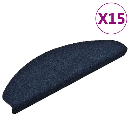 Tappetini per scale autoadesivi 15 pz 65x21x4 cm blu navy semicircolari grandi