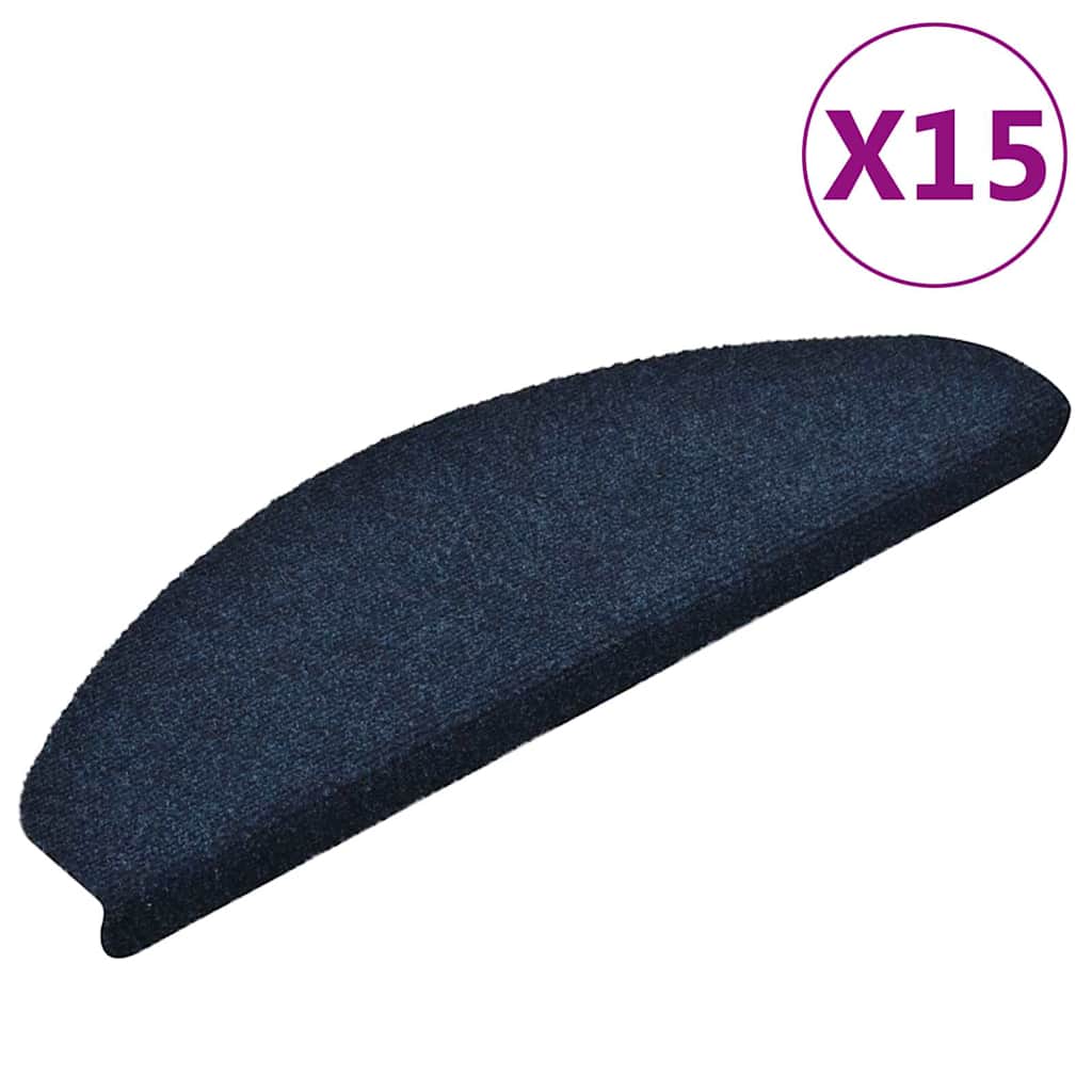 Tappetini per scale autoadesivi 15 pz 65x21x4 cm blu navy