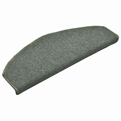 Tappetini per scale 15 pz 65x24x4 cm Verde scuro Semicircolari
