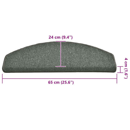 Tappetini per scale 15 pz 65x24x4 cm Verde scuro Semicircolari