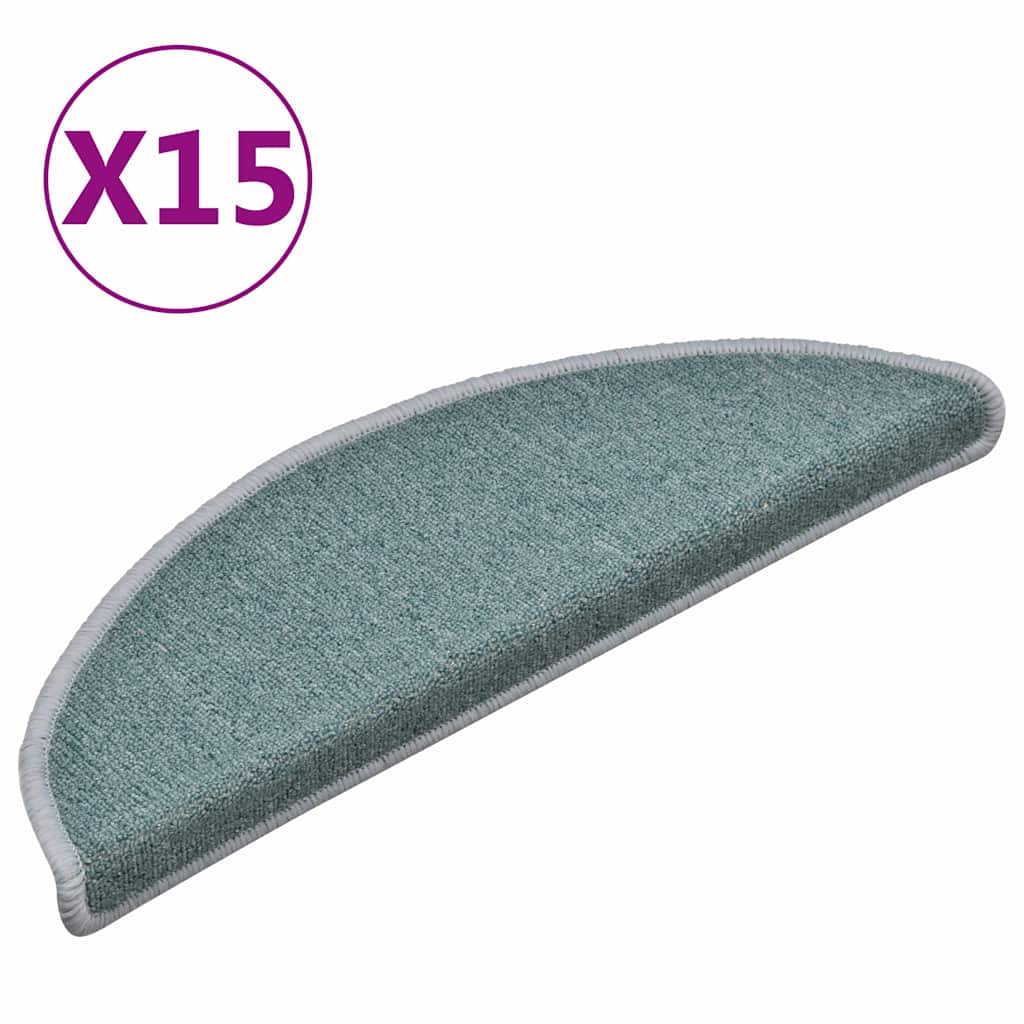 Tappetini per scale 15 pz 56x17x3 cm Blu mare semicircolari | homemem39