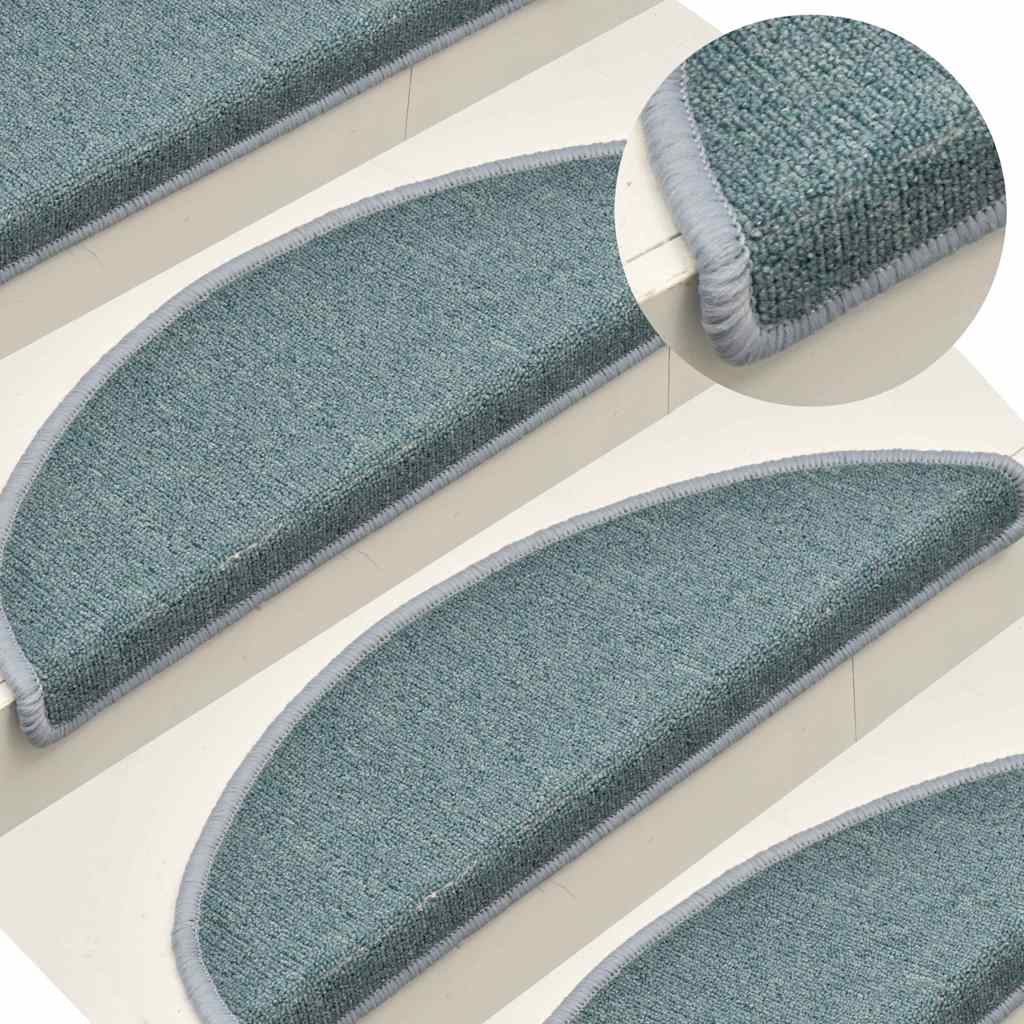 Tappetini per scale 15 pz 56x17x3 cm Blu mare semicircolari | homemem39