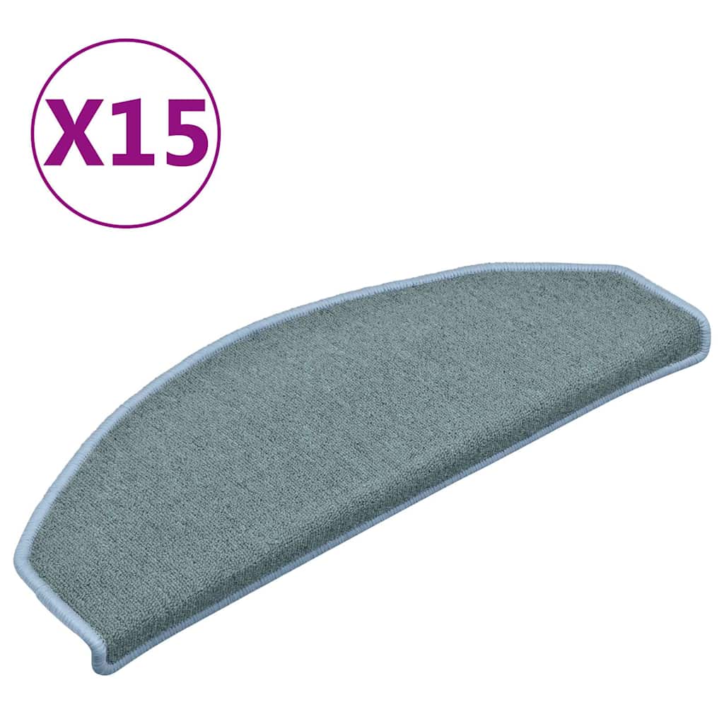 Tappetini per scale 15 pz 65x24x4 cm Blu mare Semicircolari | homemem39