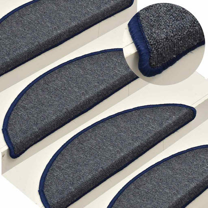 Tappetini per scale 15 pz 56x17x3 cm Grigio scuro e blu | homemem39