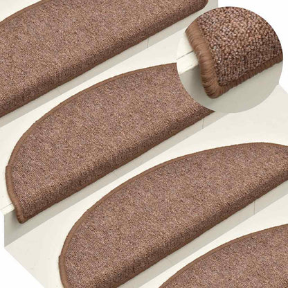 Tappetini per scale 15 pz 56x17x3 cm Marrone Semicircolari | homemem39