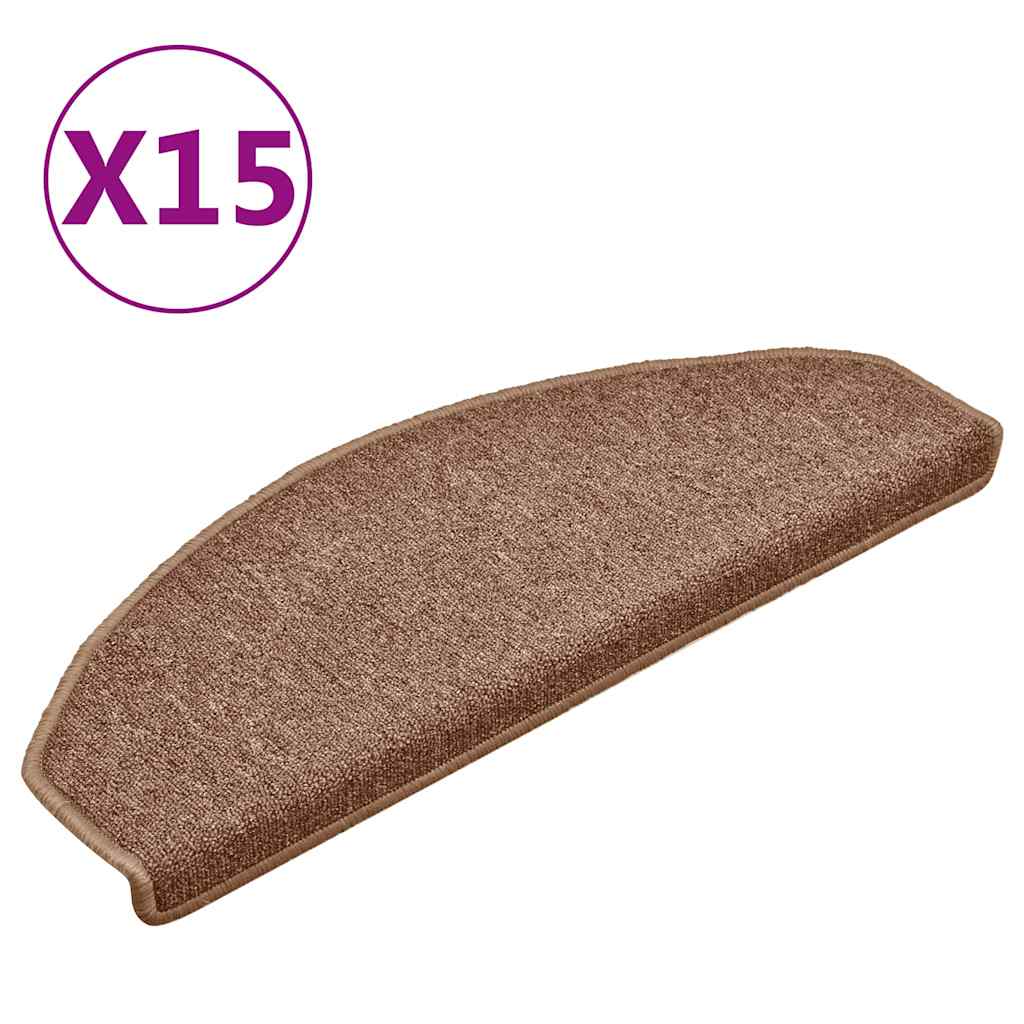 Tappetini per scale 15 pz 65x24x4 cm Marrone Semicircolari | homemem39