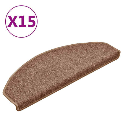 Tappetini per scale 15 pz 65x24x4 cm Marrone Semicircolari | homemem39