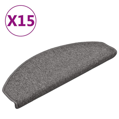 Tappetini per scale 15 pz 65x24x4cm Grigio e Nero Semicircolari | homemem39