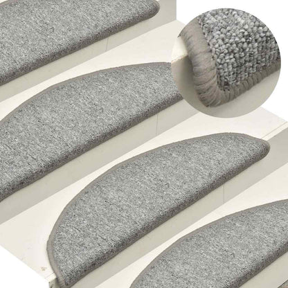 Tappetini per scale 15 pz 56x17x3cm Grigio chiaro Semicircolari | homemem39