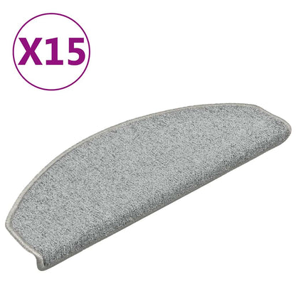 Tappetini per scale 15 pz 65x24x4cm Grigio chiaro Semicircolari | homemem39