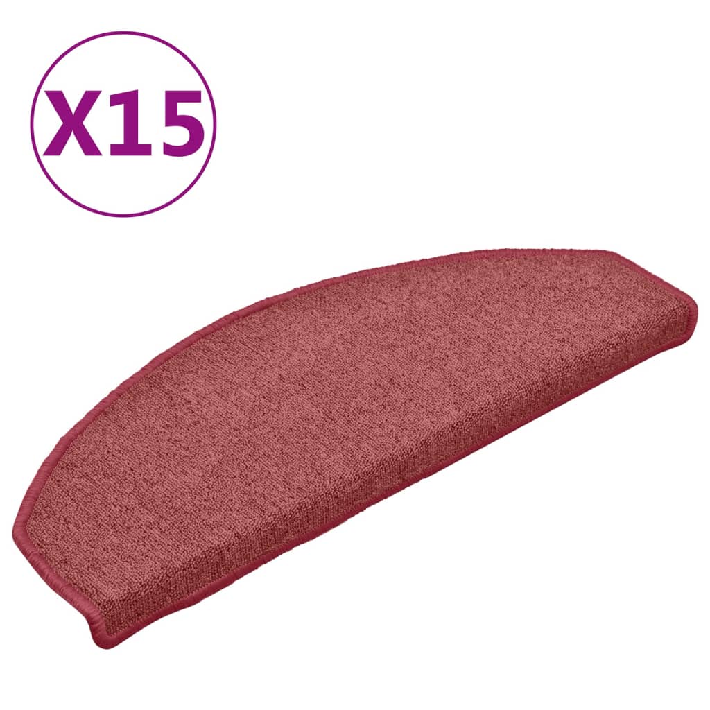 Tappetini per scale 15 pz 65x24x4 cm Bordeaux Semicircolari Grandi | homemem39