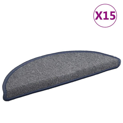 Tappetini per scale 15 pz 56x17x3 cm grigio chiaro e blu | homemem39