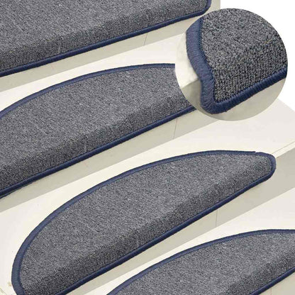 Tappetini per scale 15 pz 56x17x3 cm grigio chiaro e blu | homemem39