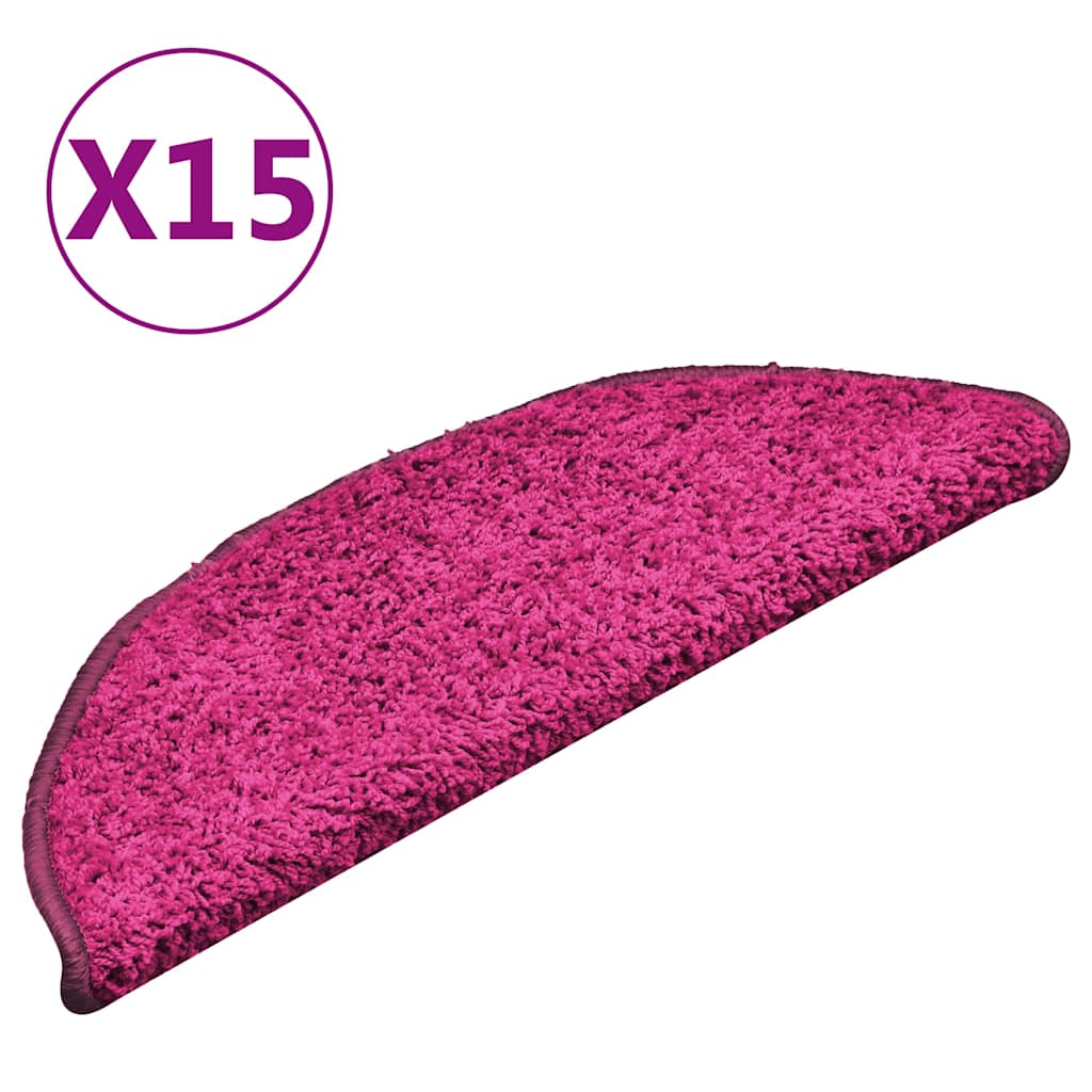Tappetini per scale 15 pz 56x17x3 cm rosa semicircolari | homemem39