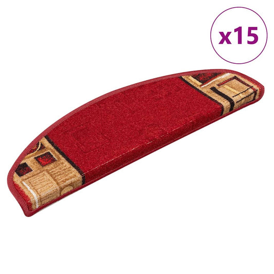 Tappetini Autoadesivi per Scale 15 pz Rossi 65x21x4 cm