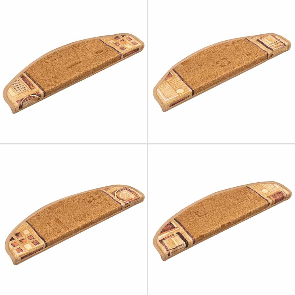 Tappetini Autoadesivi per Scale 15 pz Beige 65x21x4 cm