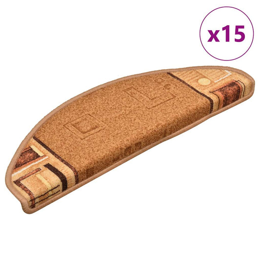 Tappetini Autoadesivi per Scale 15 pz Beige 65x21x4 cm