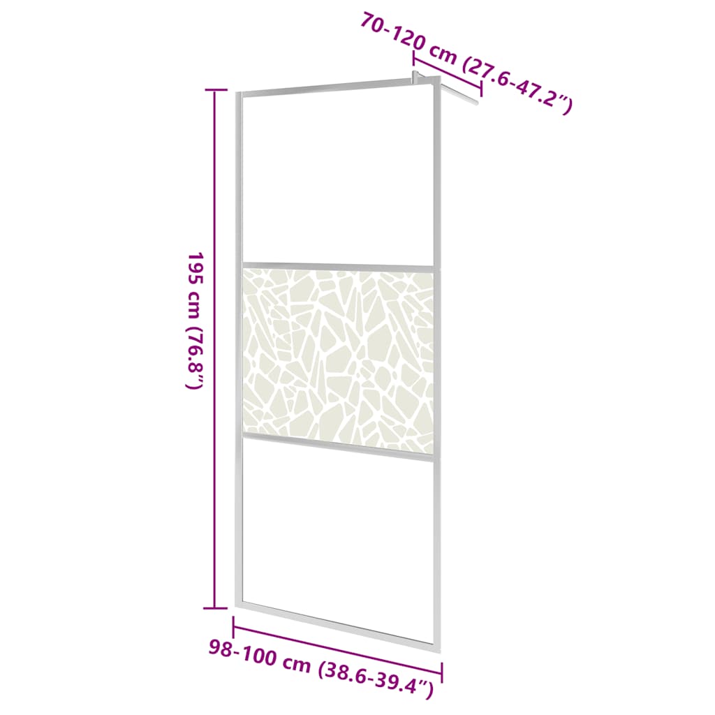 Parete per Doccia Walk-in in Vetro ESG Design Pietra 100x195 cm | homemem39