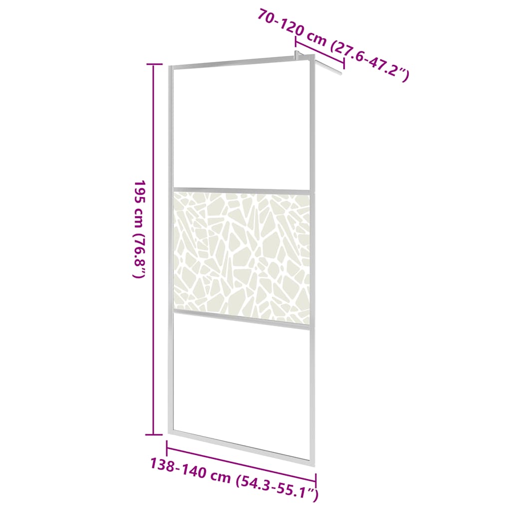 Parete per Doccia Walk-in in Vetro ESG Design Pietra 140x195 cm | homemem39