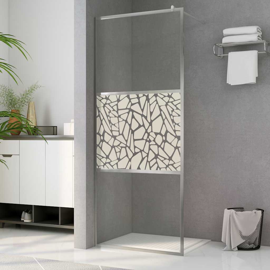 Parete per Doccia Walk-in in Vetro ESG Design Pietra 140x195 cm | homemem39