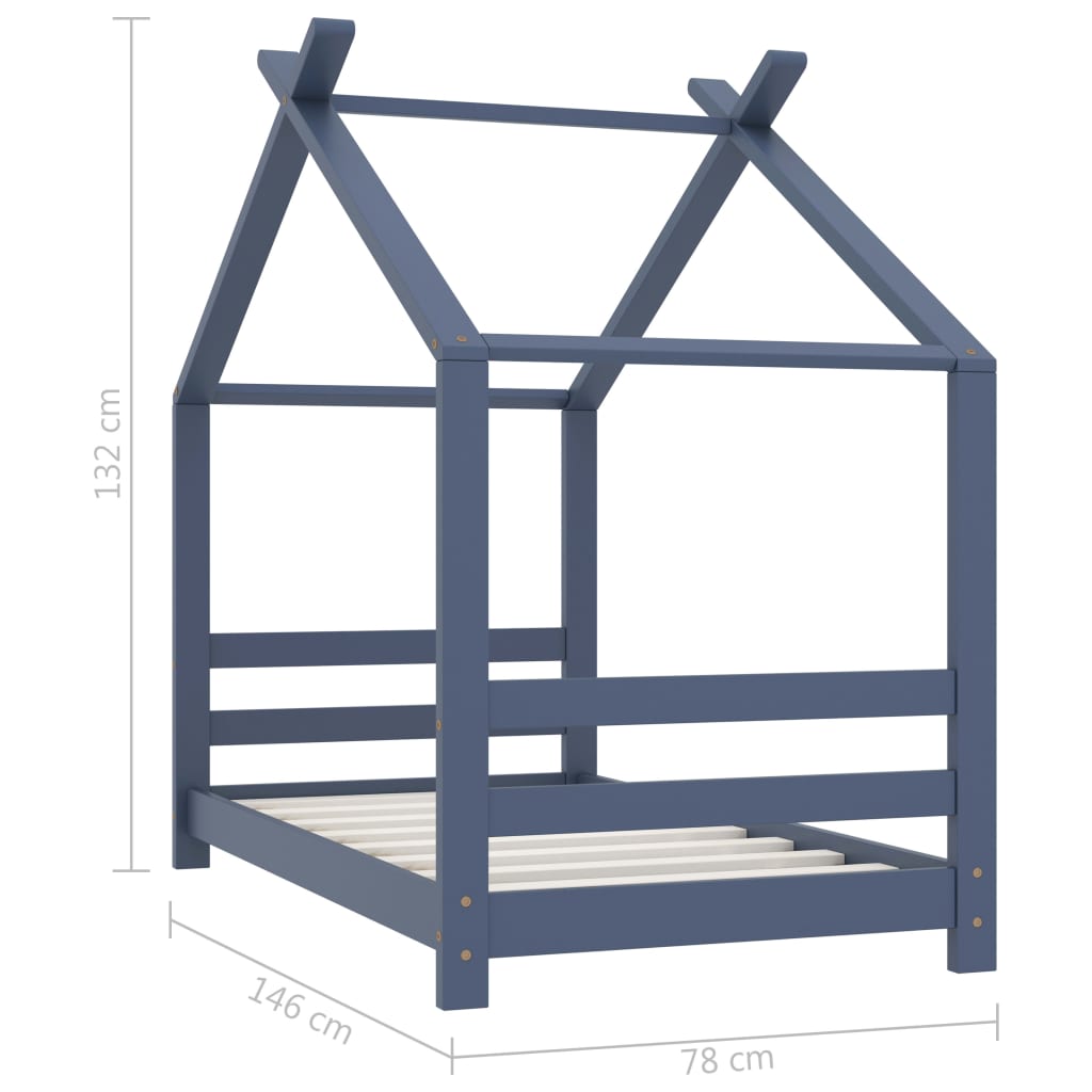 Giroletto per Bambini Grigio in Massello di Pino 70x140 cm | homemem39