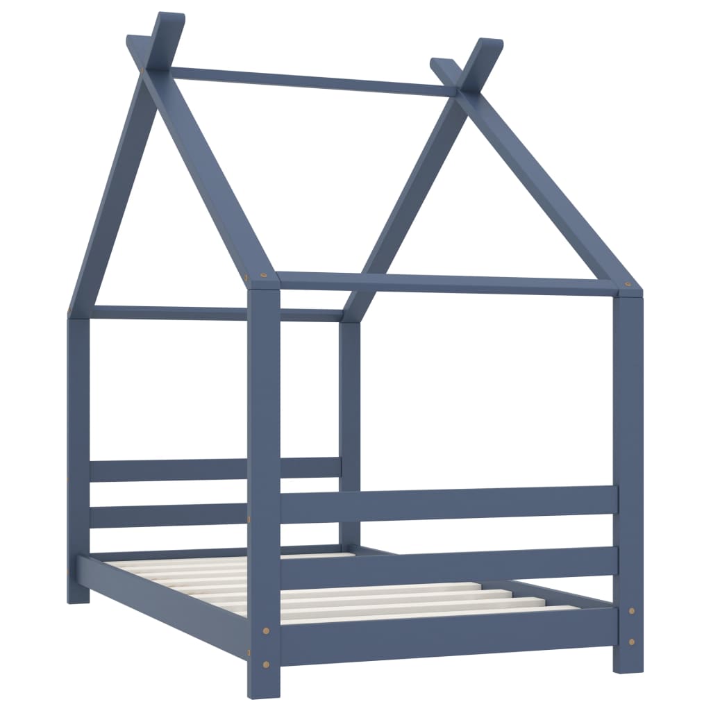 Giroletto per Bambini Grigio in Legno Massello di Pino 80x160cm - homemem39