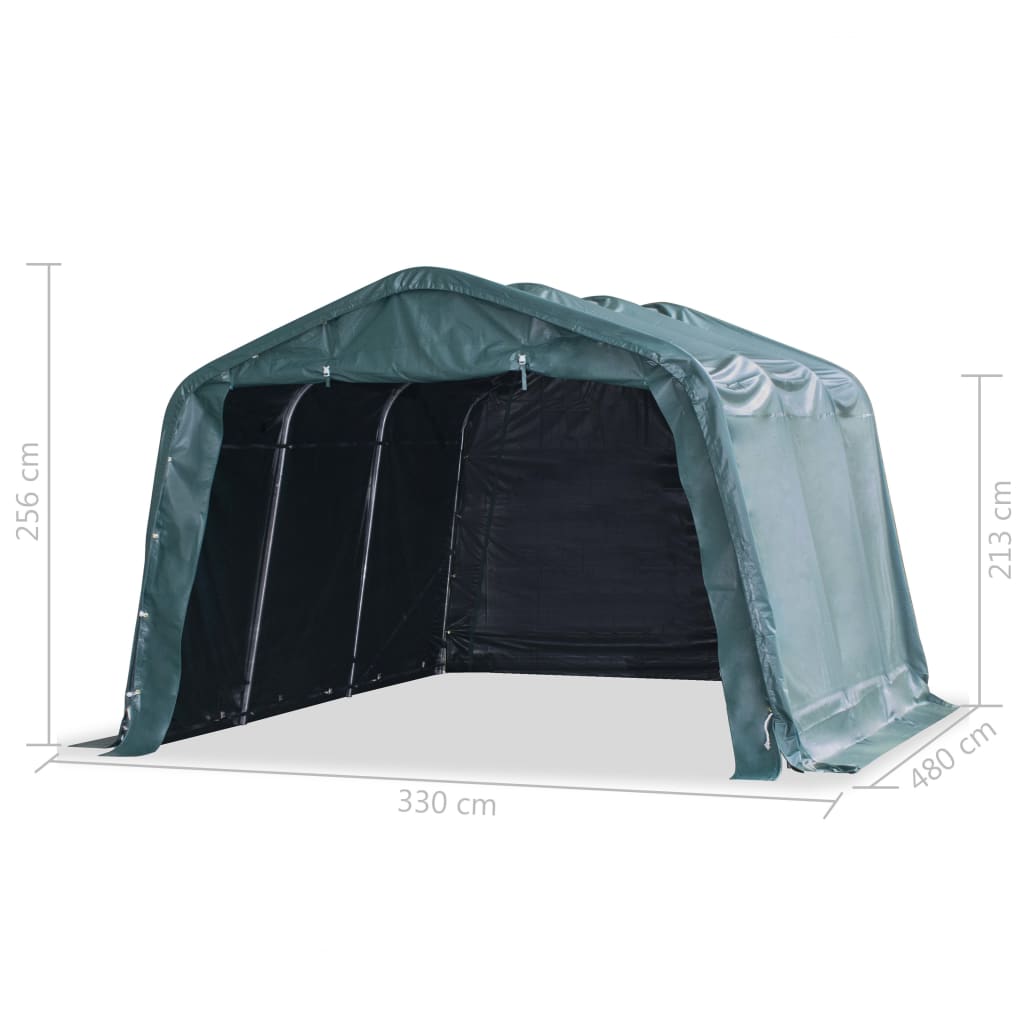 Tendone Bestiame Rimovibile PVC 550 g/m² 3,3x4,8 m Verde Scuro - homemem39