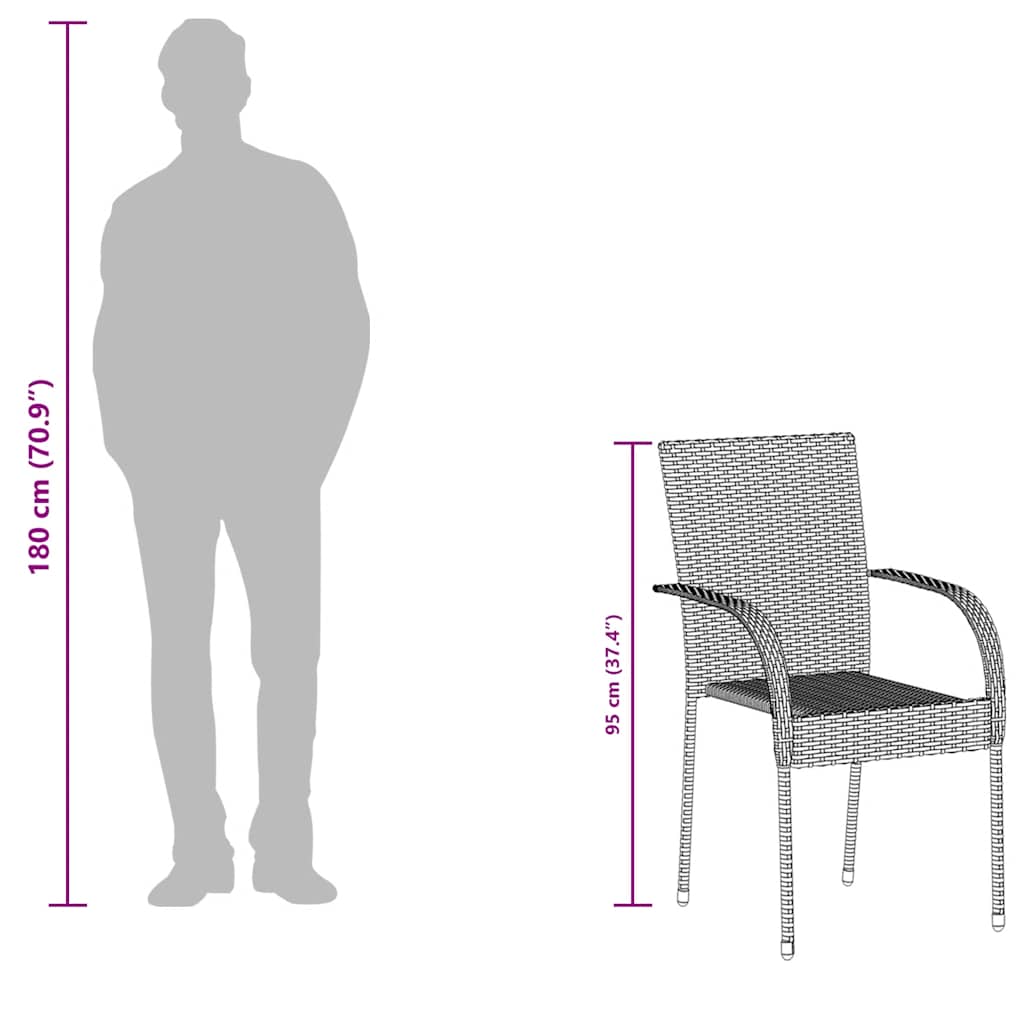 Sedie da Esterno Impilabili 4 pz in Polyrattan Marrone - homemem39