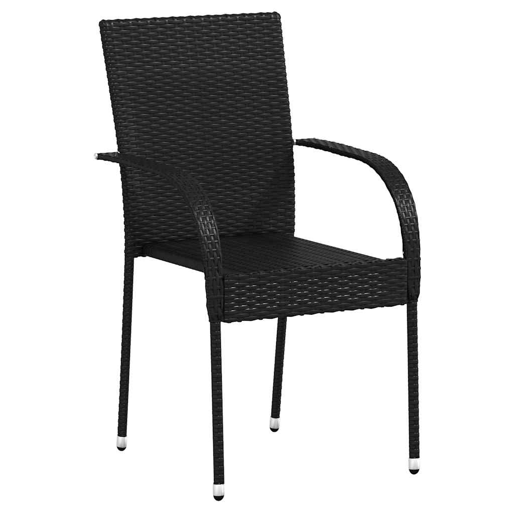 Sedie da Esterno Impilabili 6 pz in Polyrattan Nere