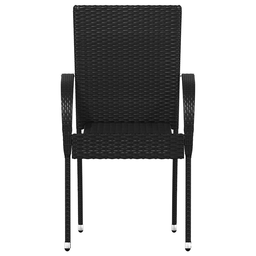 Sedie da Esterno Impilabili 6 pz in Polyrattan Nere