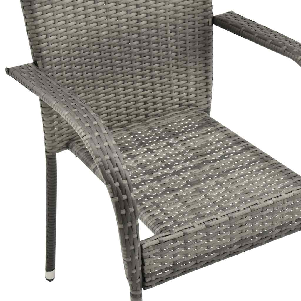 Sedie da Esterno Impilabili 6 pz Grigie in Polyrattan | homemem39