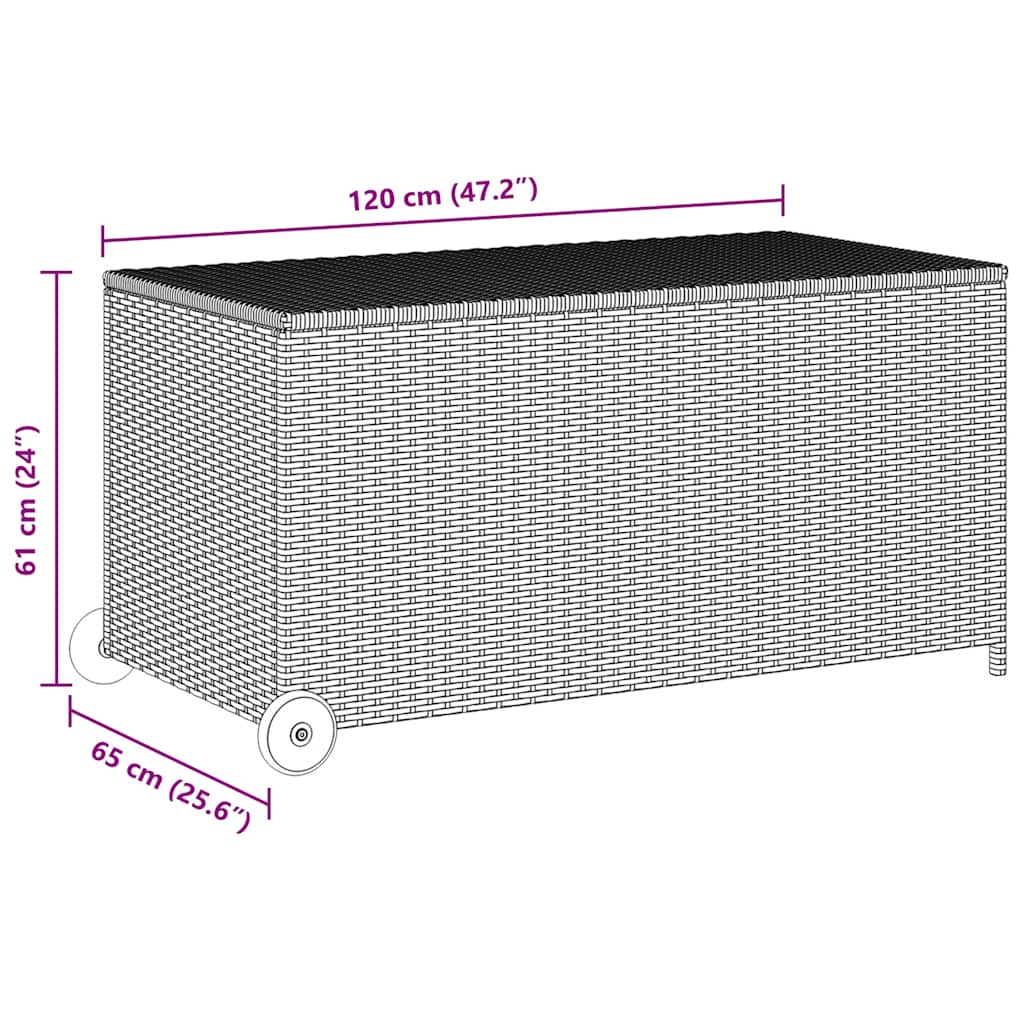 Contenitore da Giardino Grigio Chiaro 120x65x61 cm Polyrattan - homemem39
