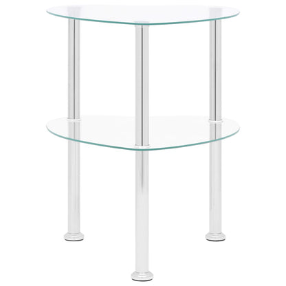 Tavolino a 2 Livelli Trasparente 38x38x50 cm in Vetro Temperato - homemem39