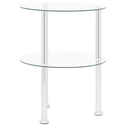 Tavolino a 2 Livelli Trasparente 38 cm in Vetro Temperato | homemem39