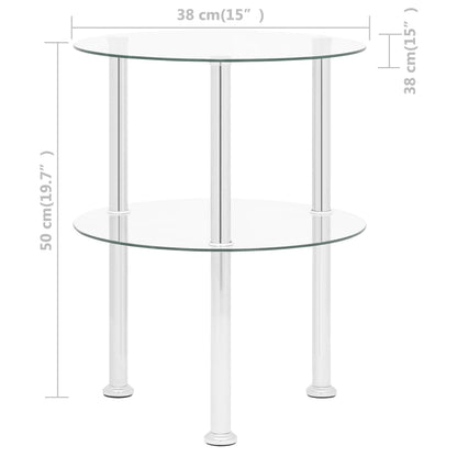 Tavolino a 2 Livelli Trasparente 38 cm in Vetro Temperato | homemem39