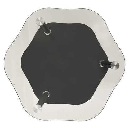 Tavolino 2 Livelli Trasparente Nero 38x38x50 cm Vetro Temperato | homemem39