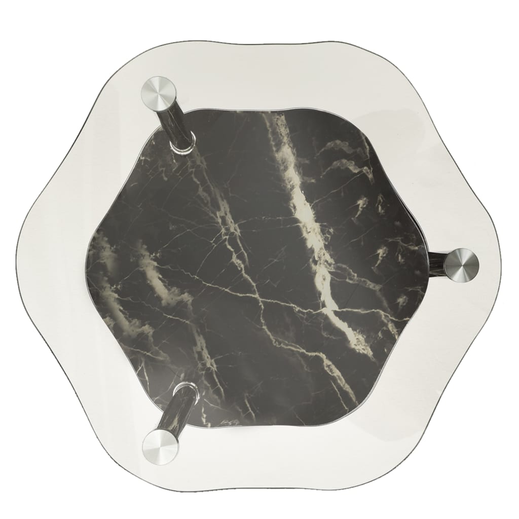 Tavolino 2 Livelli Trasparente Nero 38x38x50 cm Vetro Temperato | homemem39
