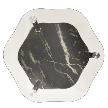 Tavolino 2 Livelli Trasparente Nero 38x38x50 cm Vetro Temperato | homemem39