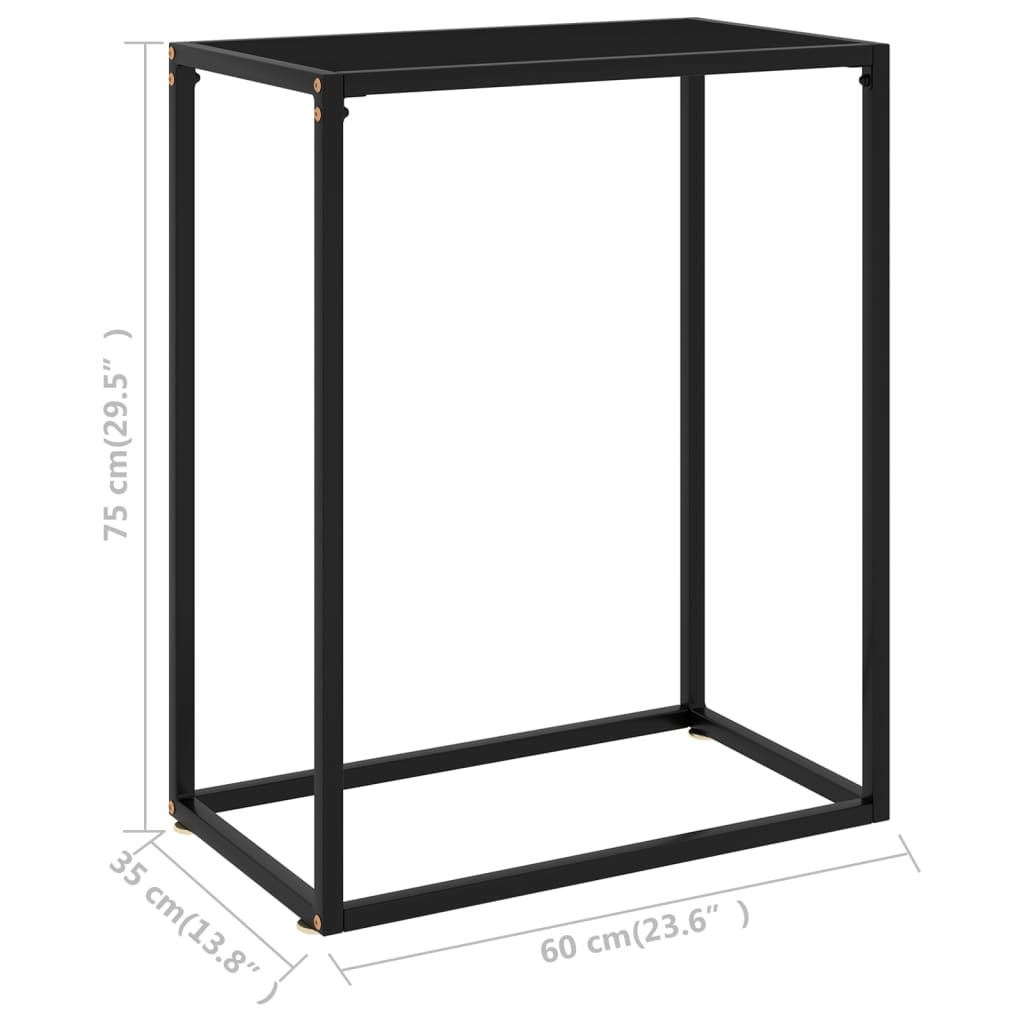 Tavolo Consolle Nero 60x35x75 cm in Vetro Temperato - homemem39