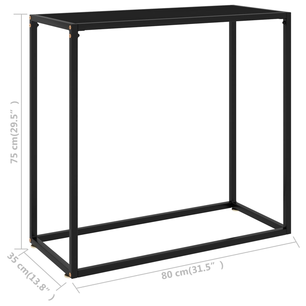 Tavolo Consolle Nero 80x35x75 cm in Vetro Temperato | homemem39