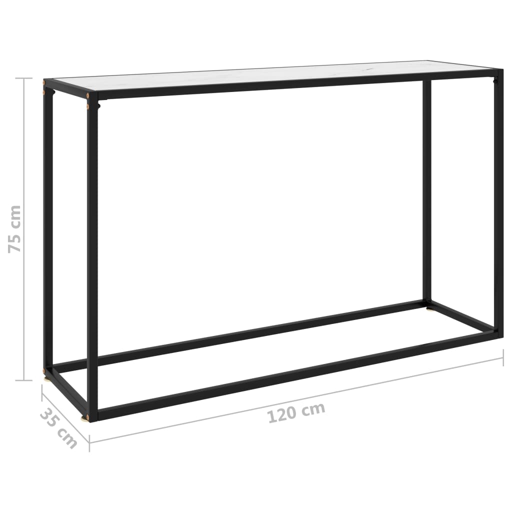 Tavolo Consolle Bianco 120x35x75 cm in Vetro Temperato | homemem39