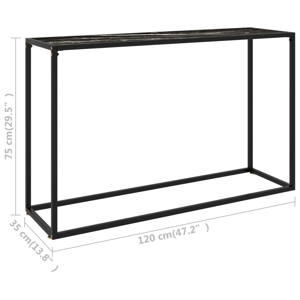 Tavolo Consolle Nero 120x35x75 cm in Vetro Temperato | homemem39