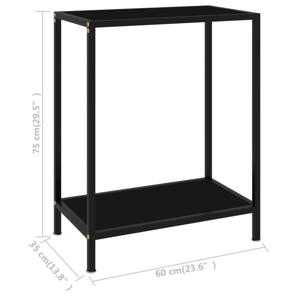 Tavolo Consolle Nero 60x35x75 cm in Vetro Temperato - homemem39