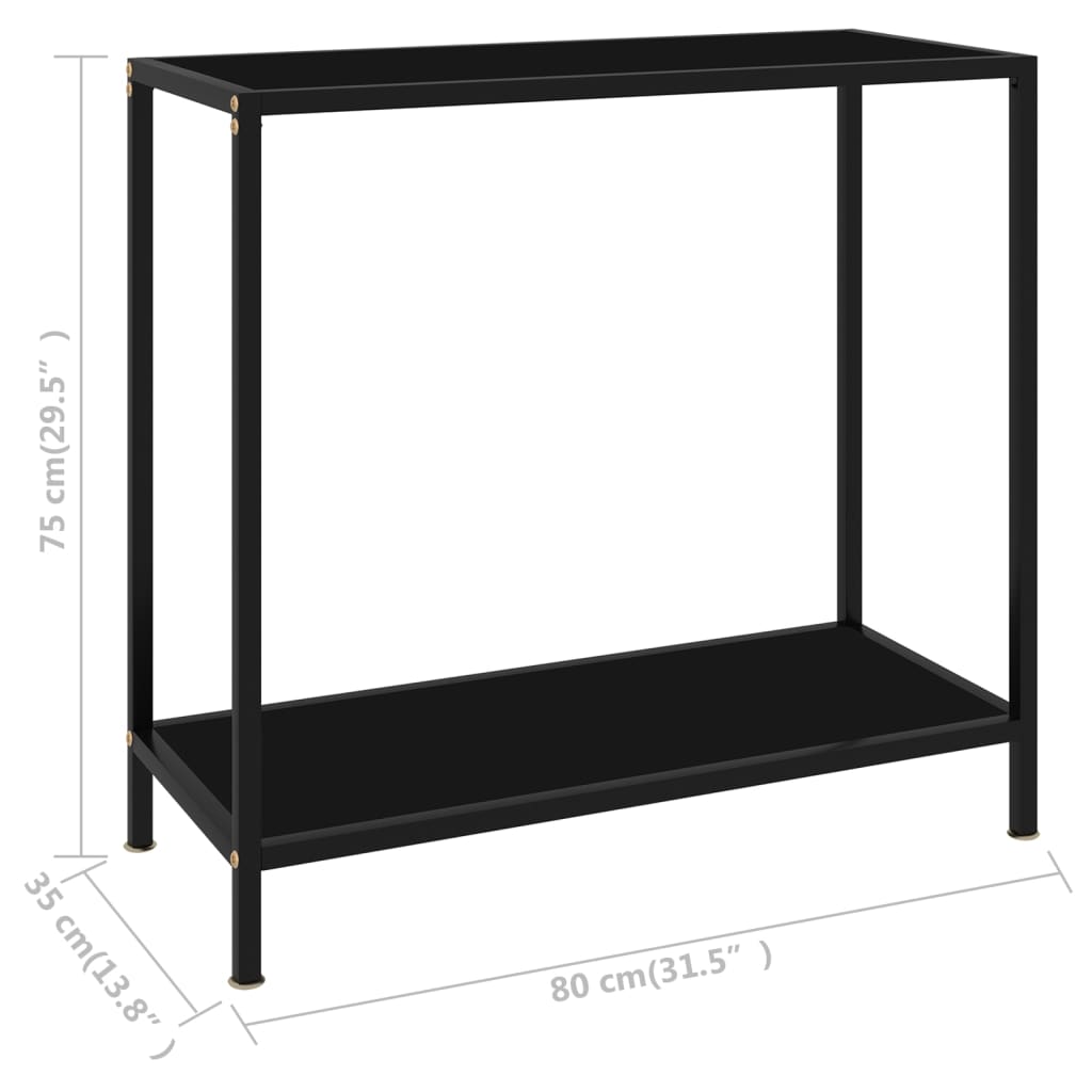 Tavolo Consolle Nero 80x35x75 cm in Vetro Temperato - homemem39