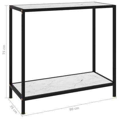 Tavolo Consolle Bianco 80x35x75 cm in Vetro Temperato | homemem39