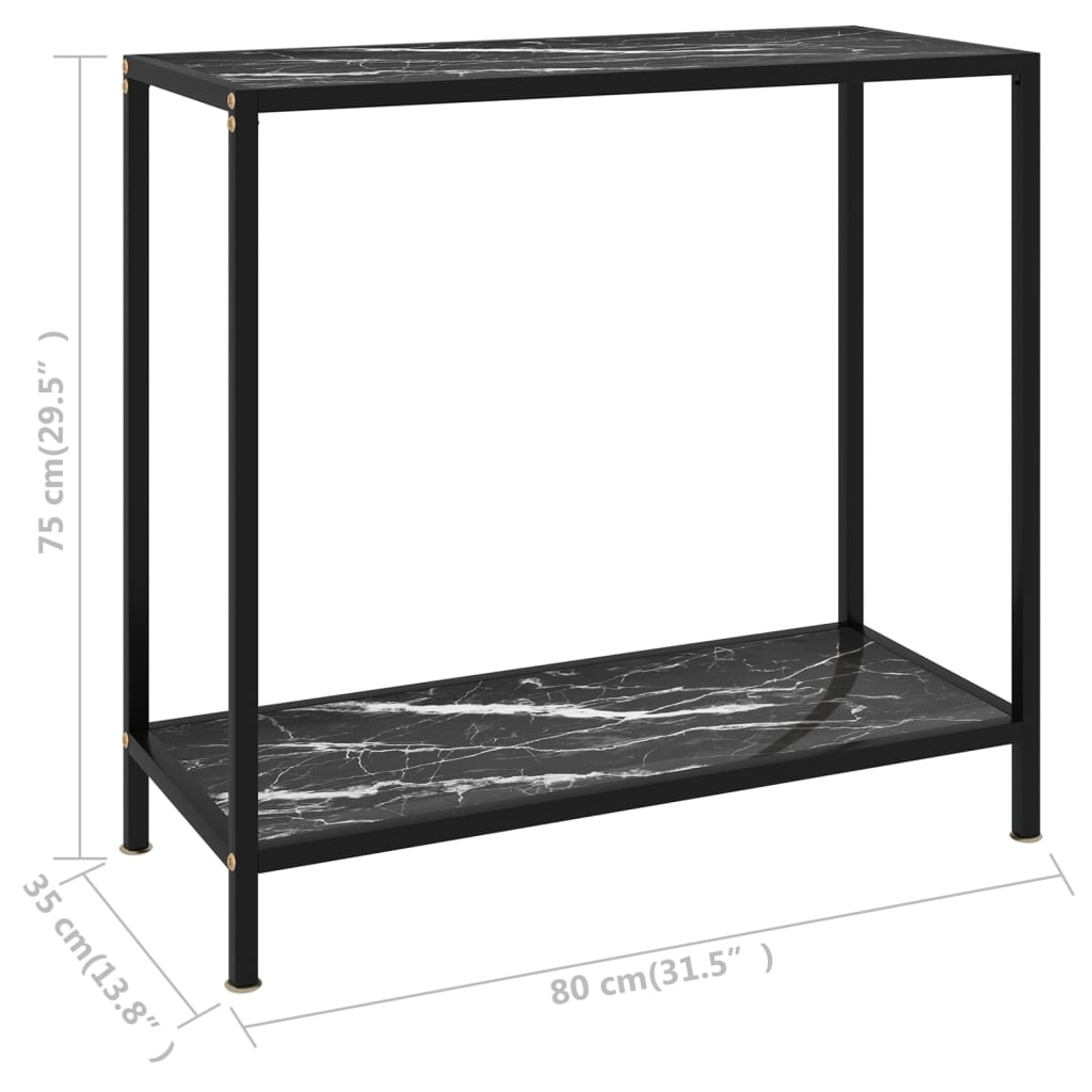 Tavolo Consolle Nero 80x35x75 cm in Vetro Temperato - homemem39