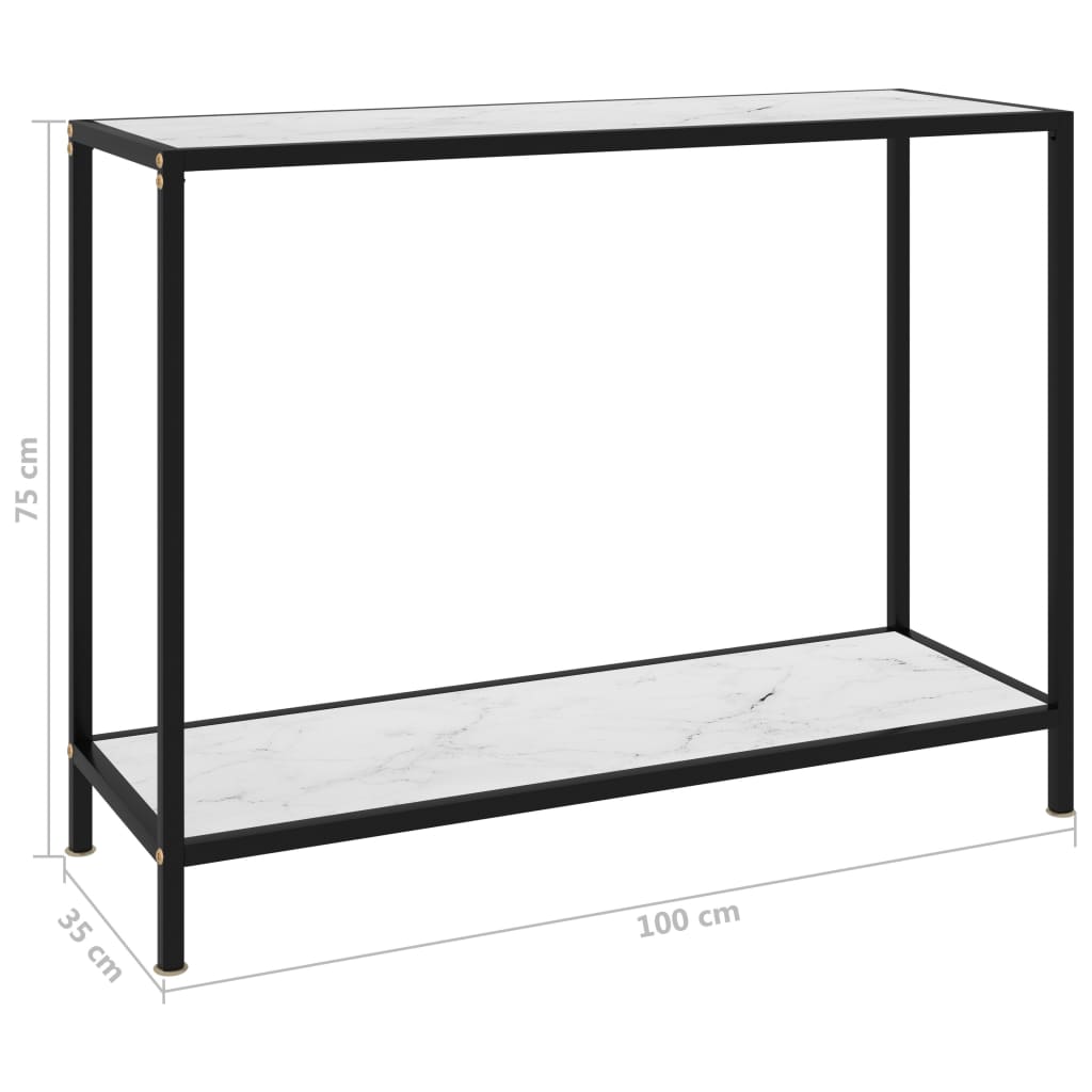 Tavolo Consolle Bianco 100x35x75 cm in Vetro Temperato | homemem39