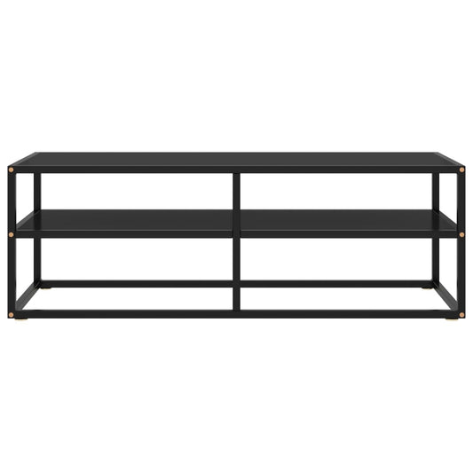 Mobile TV Nero con Vetro Nero 120x40x40 cm