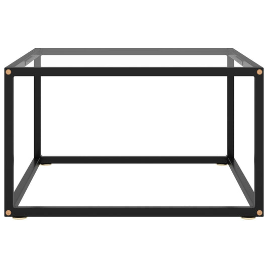 Tavolino da Salotto Nero con Vetro Temperato 60x60x35 cm | homemem39
